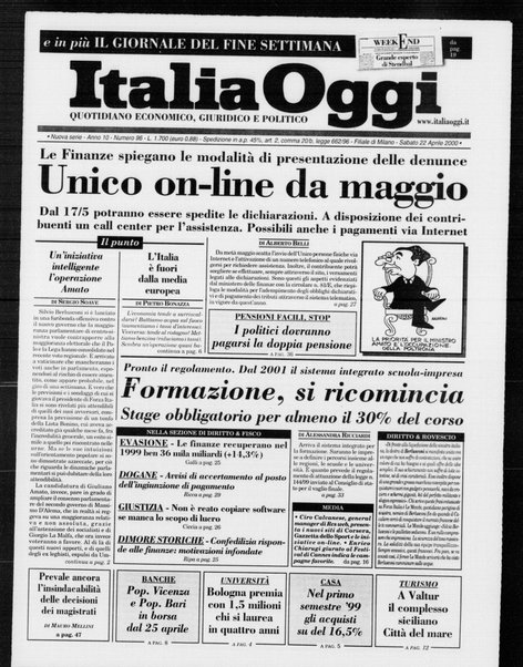 Italia oggi : quotidiano di economia finanza e politica